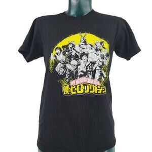 Funimation My Hero Academia Graphic Tee T-Shirt Black Cotton Unisex Size S 1888